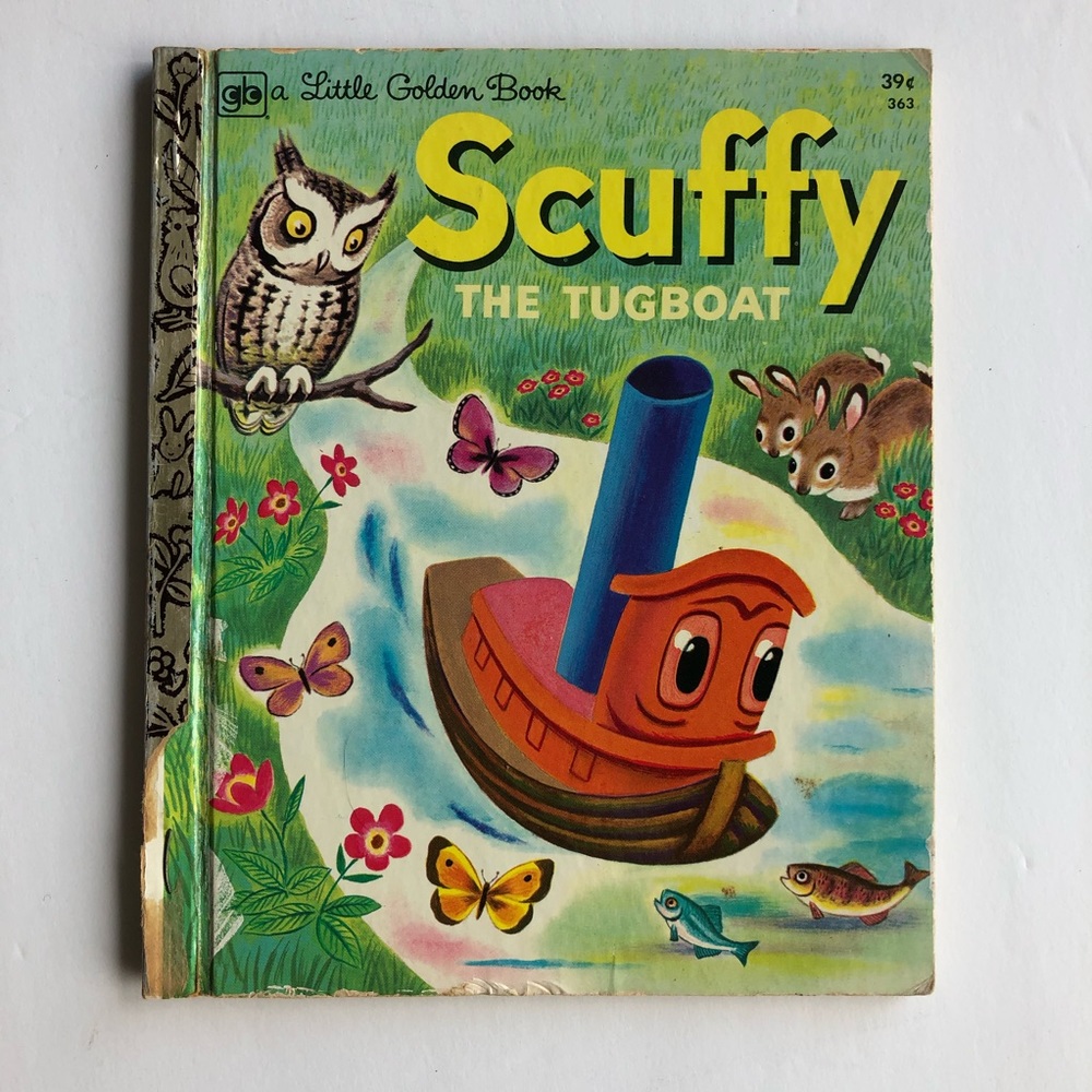 Vintage Little Golden Book, Scuffy the Tugboat (13th Edition, 1973, .39 cent cob